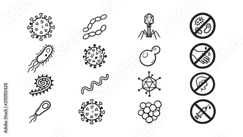 Konstfotografi Diverse Microbe and Hygiene Prohibition Icons