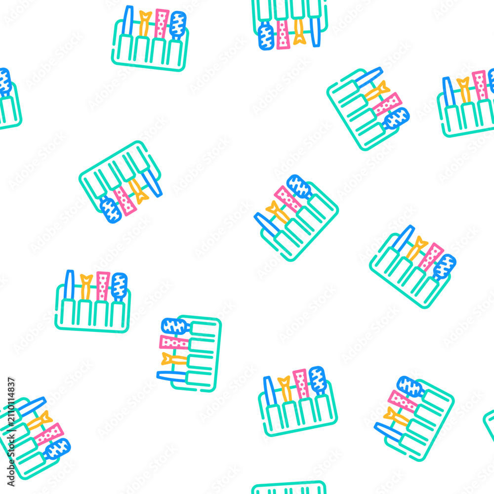 Fototapeta premium set with callus remover accessories vector seamless pattern set with callus remover accessories sign illustration