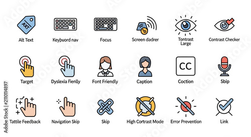Assistive technology and accessibility interface icons.