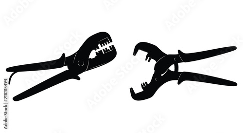 Foto Wire crimping pliers silhouette on a white background