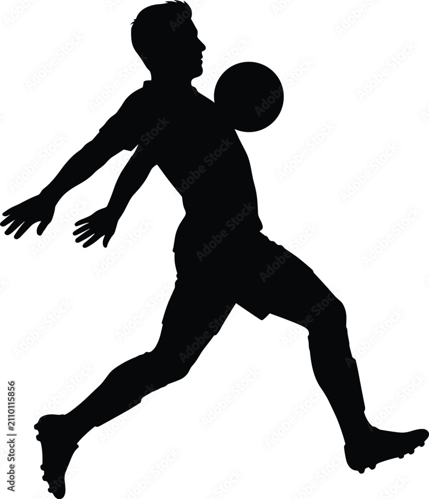 Obraz premium Male soccer player controlling ball on chest vector silhouette illustration for sports action graphic