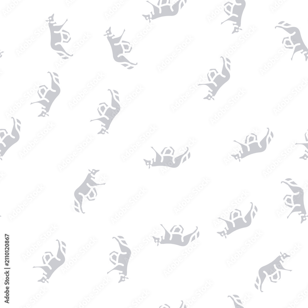 Obraz premium fox animal glyph vector seamless pattern. fox animal signthin illustration