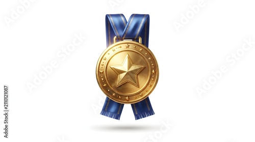 gold medal with ribbon