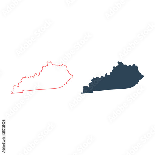 Kentucky map icons set. USA logo design illustration.