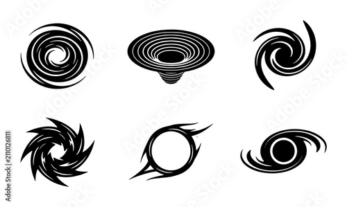 70 Black Hole Vector Icons, Cosmic Swirl Graphics, Gravitational Vortex Symbols, Abstract Space Vortex Illustrations, Set of 6 100