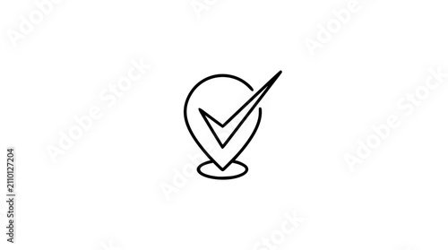 Bild auf Leinwand Hand-drawn vector illustration of a location pin marker with checkmark symbol, m