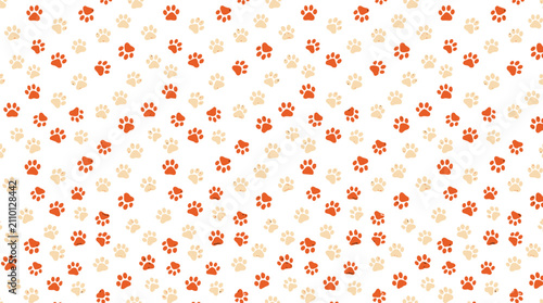 Seamless Pet Paw Print Pattern Background Featuring Cute Cat and Dog Footprint Shapes for Textile Wallpaper Wrapping Paper and Animal Branding Vector Designs