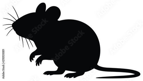 Bild auf Leinwand Mouse Silhouette Against White Background Simple Black Shape