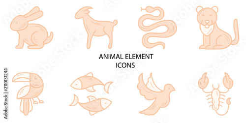 Foto Set of 08 outline Animal Element Element icons