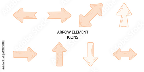 Set of 08 outline Arrow Element icons. Arrow Line icons set. Vector illustration.