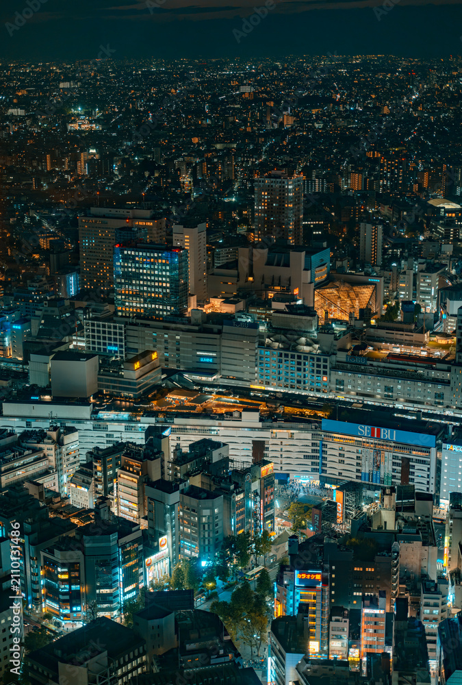 Naklejka premium Ikebukuro by Night - Tokyo, Japan