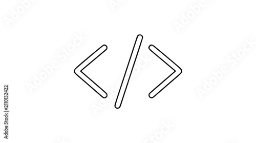 Schilderij op canvas Clean programming code bracket vector icon illustration, featuring a minimalist