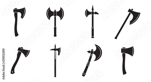 Foto Collection Of Various Axes In Black Silhouette