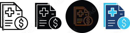 Set Of Four Medical Billing Document Icon Variations