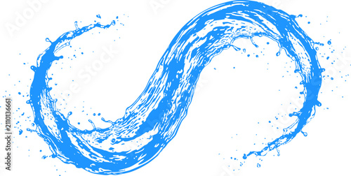Abstract blue water splash in infinity shape