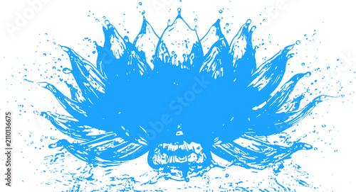Blue water splash in lotus flower shape