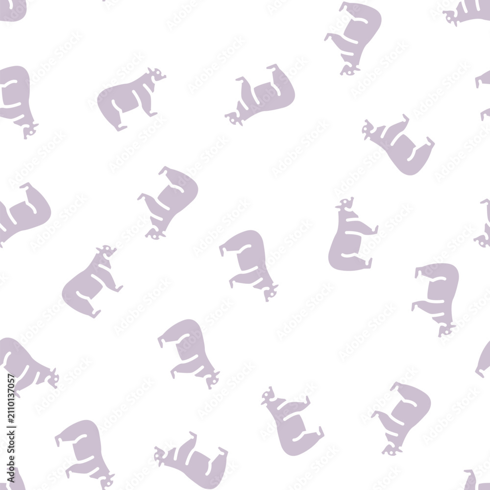 Obraz premium bear animal glyph vector seamless pattern. bear animal signthin illustration