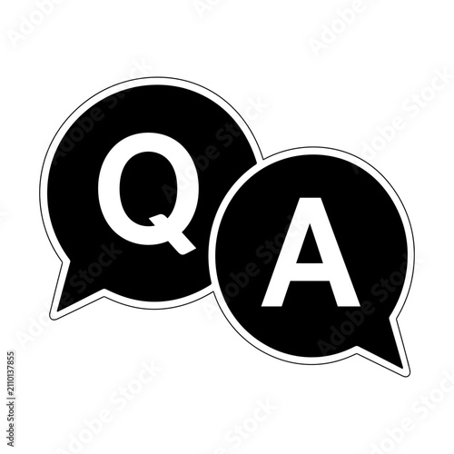 Фотография Two speech bubbles labeled Q and A depict a question-and-answer format for discussions or interviews