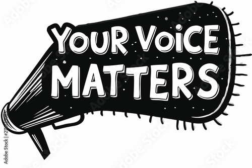 Retro Hand Lettered Megaphone Illustration With Text On White Background