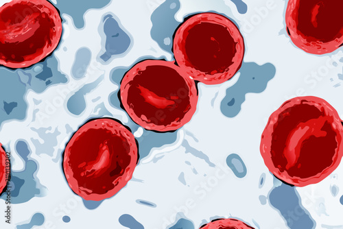 Canvastavla Red Blood Cells Illustration Aqueous Style With Blue And White Background