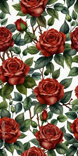 seamless pattern with red roses