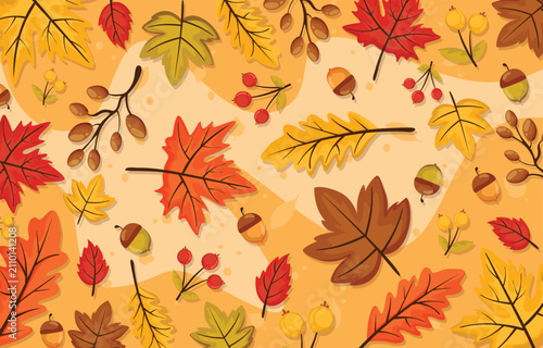 Autumn leaves and branches decorative pattern