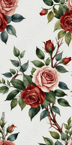 red roses on a white background