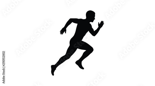 Принти на полотні Running man silhouette against a white background athletic figure in motion