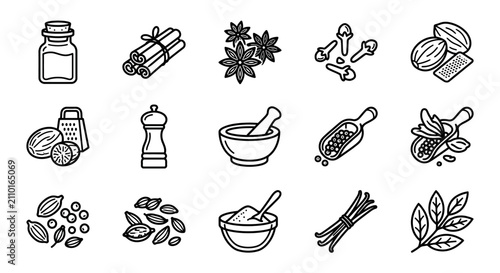 Canvastavla Spice Icons Set: Essential Ingredients for Cooking and Baking