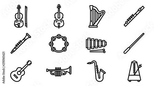 Foto Collection of Musical Instruments Icons - Vector Art