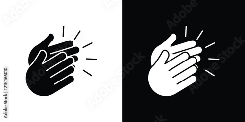 Foto Clapping hands icon line graphic group. EPS10