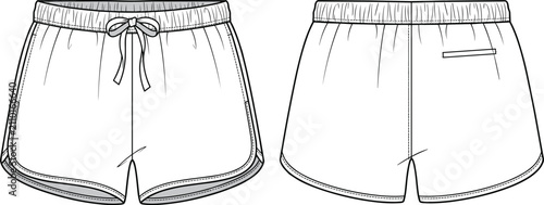 Obraz na płótnie Technical fashion of casual athletic shorts with an elastic waistband and drawst