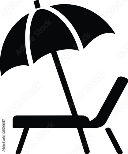Canvas Print Lounge chair with umbrella isolated on transparent background