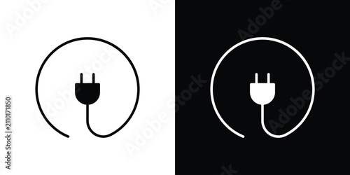 Bild auf Leinwand Electrical plug icon thin line pictogram bundle