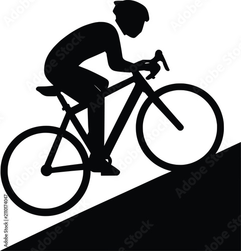 Biker riding uphill on a mountain trail with a transparent background
