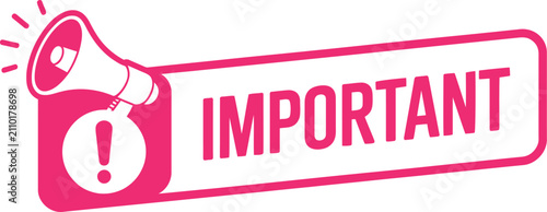 Important Announcement Megaphone Banner and Exclamation Point Label