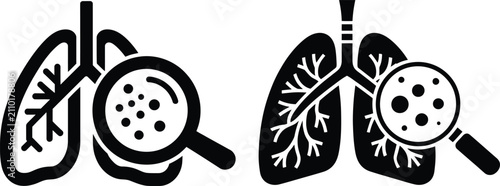 Lung Cancer and Respiratory Disease Diagnostic Vector Icon Set