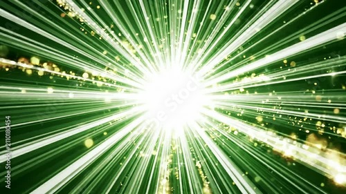 Bright Green Radial Speed Lines With Overexposed Central Glow Background Animation