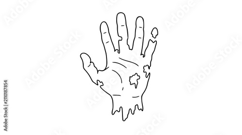 Tableau sur toile Diseased Hand Vector Illustration: A Haunting Minimalist Line Art Icon Depicting