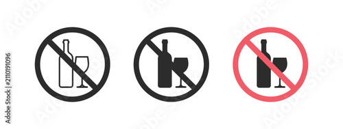 Cuadro en lienzo Alcohol Prohibition Sign: A set of graphic icons indicating no alcohol is allowed