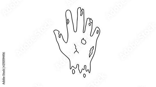 Cuadro en lienzo Hand-Drawn Corrupted Hand Vector Illustration: Minimalist Line Outline Icon with