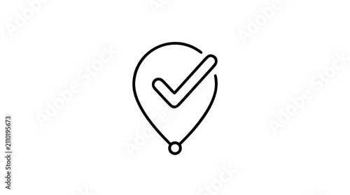 Konstfotografi Hand-drawn vector illustration of a minimalist line location pin icon with embed