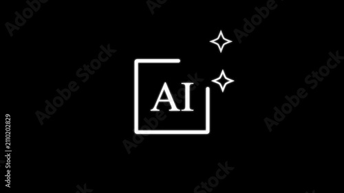 A clean and modern AI design icon featuring a glowing shine effect. Ideal for representing digital creativity, graphic design tools, software interfaces, branding .4k