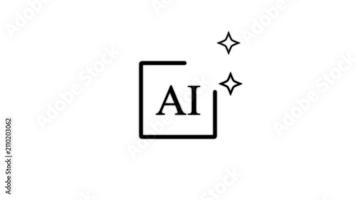 A clean and modern AI design icon featuring a glowing shine effect. Ideal for representing digital creativity, graphic design tools, software interfaces, branding .4k