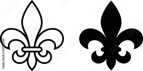 Photography Fleurdelis symbols in black and white representing french heritage and elegance,