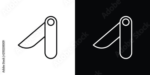 Cuadro en lienzo Pocket knife icon flat logos pack
