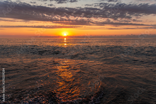 Beautiful summer sunset over the sea.
