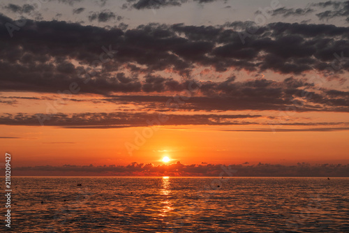 Beautiful summer sunset over the sea.