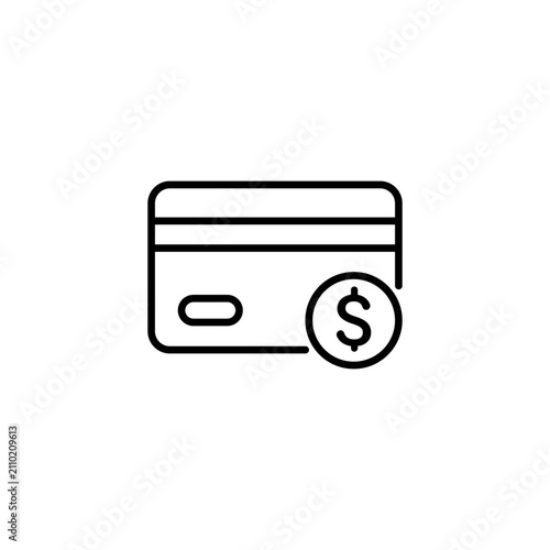 Credit card payment icon with dollar symbol for banking, finance and online transaction, vector illustration