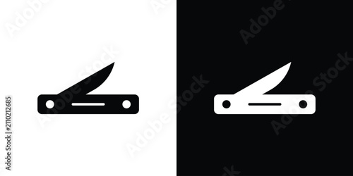 Fotografía Pocket knife icon black elements kit